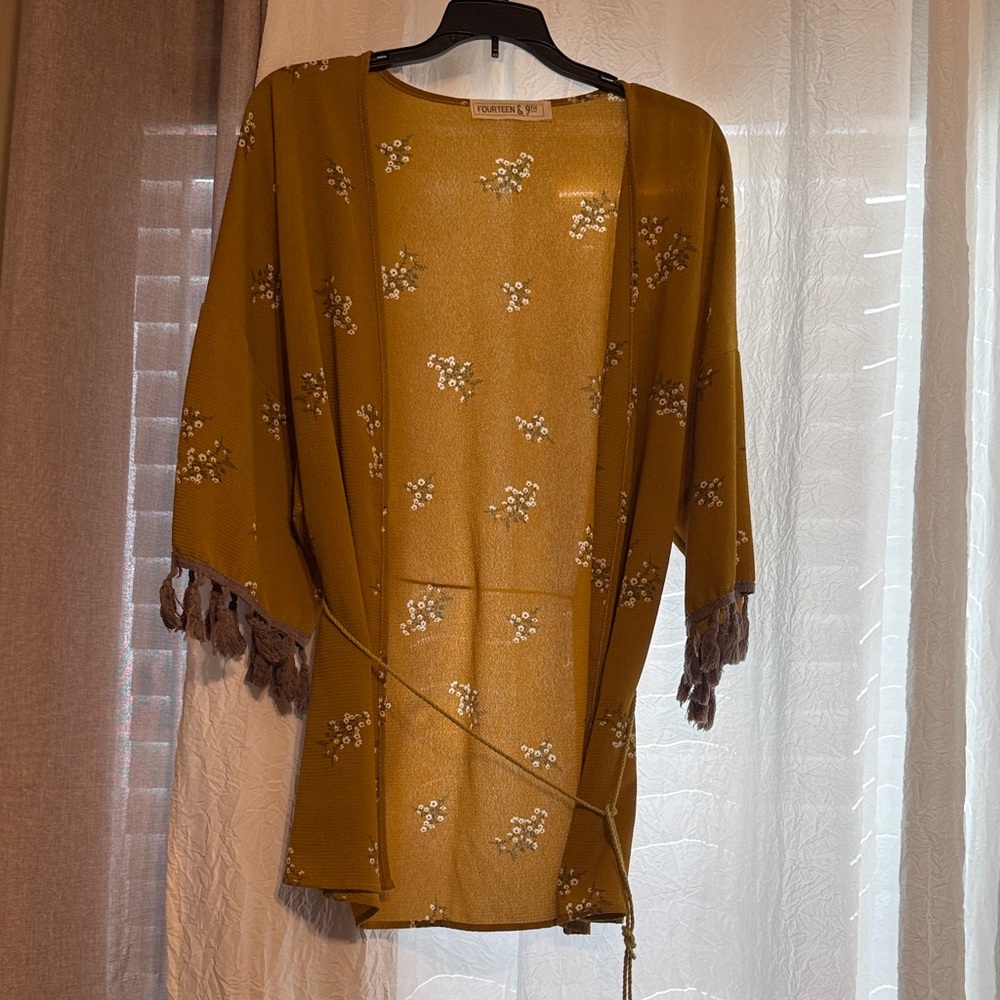 Brown Floral Kimono Cardigan